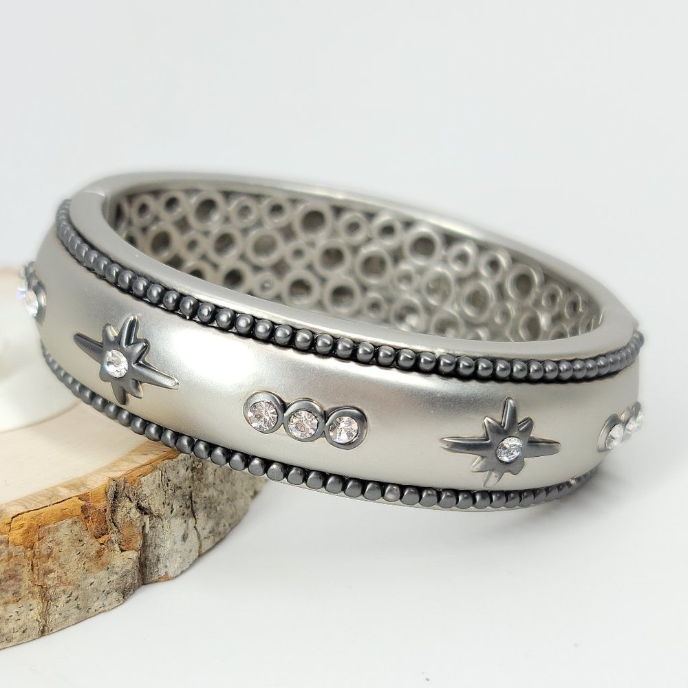NWT Art Deco Pave CZ Hinged Magnetic Cuff Bangle - Picture 2 of 6